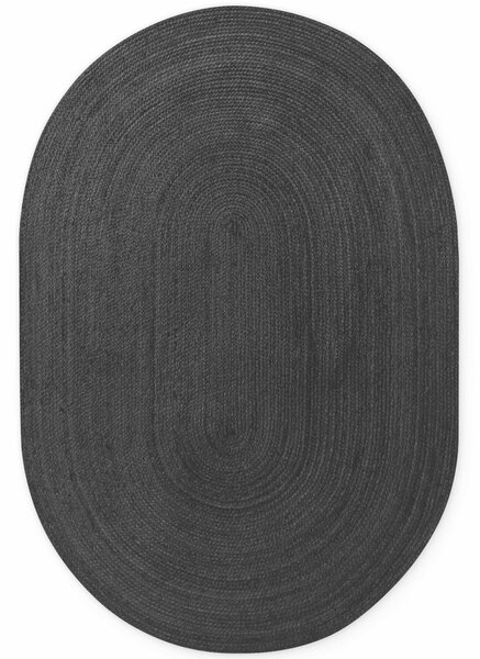 Hanse Home, Kusový koberec Jute Braided 106322 Black ovál, 160x230 ovál, černá, chodba / předsíň