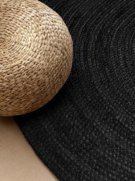 Hanse Home, Kusový koberec Jute Braided 106322 Black ovál, 160x230 ovál, černá, chodba / předsíň