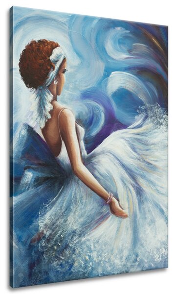 Ručně malovaný obraz Krásná žena během tance Rozměry: 70 x 100 cm