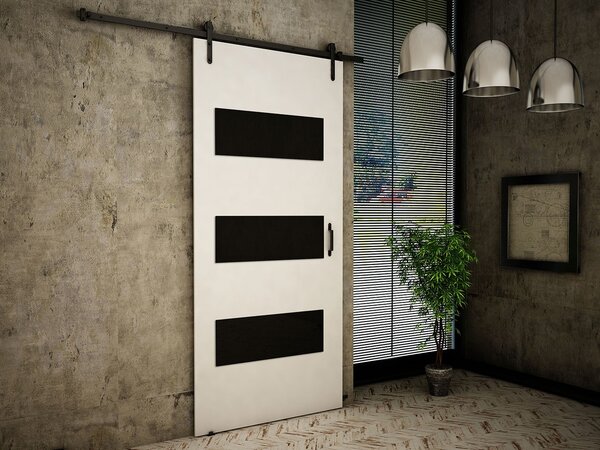 Posuvné interiérové dveře XAVIER 2 - 90 cm, černé / bílé
