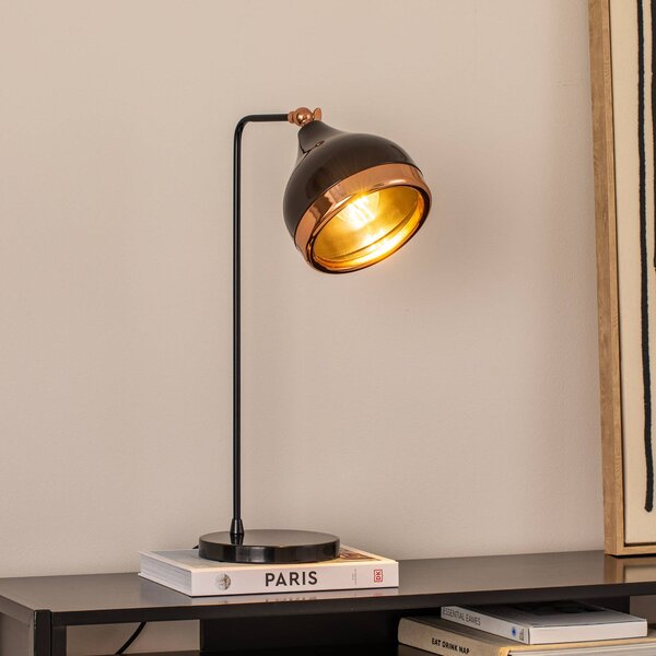 Opviq Stolní lampa Yildo, černá/měď, kov, výška 52 cm, stmívatelný, Černá, Obývací pokoj / jídelna, kov