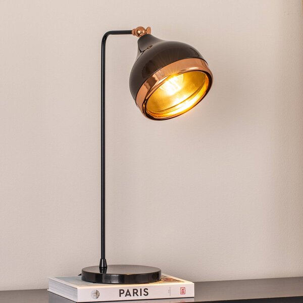 Opviq Stolní lampa Yildo, černá/měď, kov, výška 52 cm, stmívatelný, Černá, Obývací pokoj / jídelna, kov