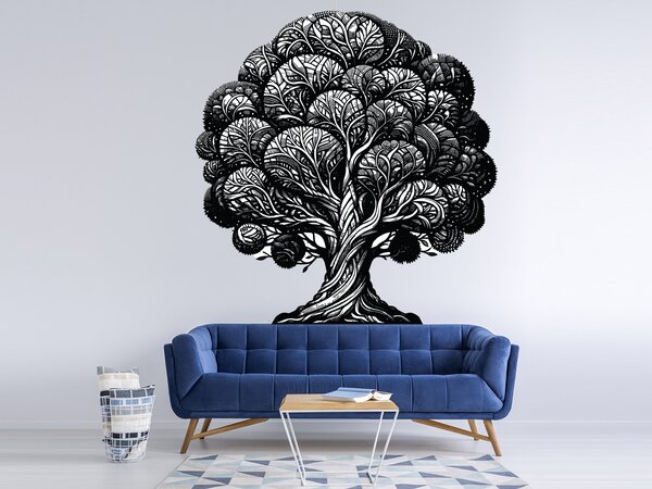 Moderní strom textilní přelepitelná samolepka na zeď arch 72 x 75 cm