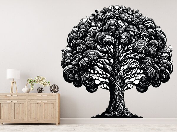 Magický strom textilní přelepitelná samolepka na zeď arch 74 x 75 cm