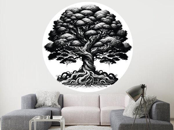 Mystický strom textilní přelepitelná samolepka na zeď arch 75 x 75 cm