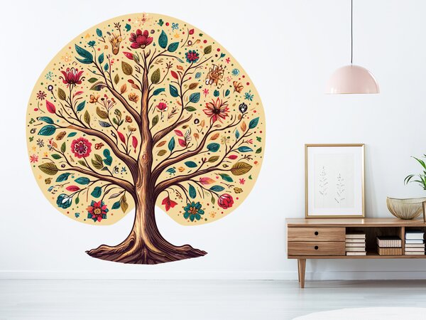 Pestrý strom textilní přelepitelná samolepka na zeď arch 94 x 100 cm