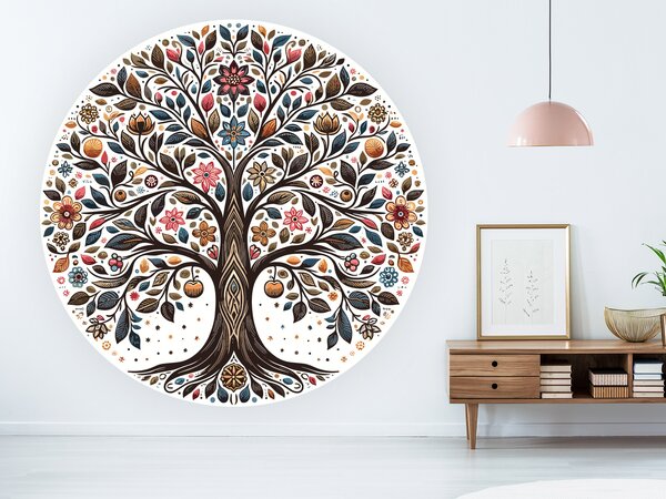 Strom mandala textilní přelepitelná samolepka na zeď arch 100 x 100 cm