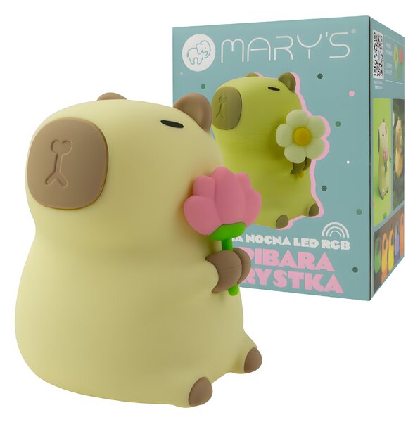 Bezdrátové LED noční světlo capybara florist RGB - teplá bílá