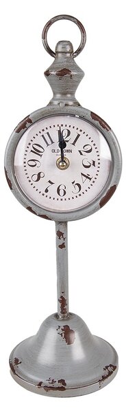 Šedé antik kovové stolní hodiny - 12*12*38 cm / 1*AA - Clayre & Eef