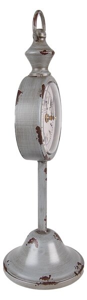 Šedé antik kovové stolní hodiny - 12*12*38 cm / 1*AA - Clayre & Eef
