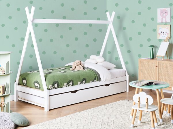 Dětská postel s výsuvným lůžkem Borovicové dřevo TALMONTIERS 90 x 200 cm Bílá