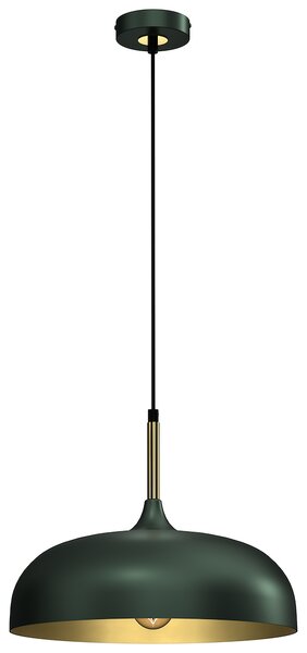 Závěsné svítidlo Lincoln, 1x zlaté/zelené kovové stínítko, (fi 35cm), gr/g