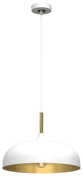 Závěsné svítidlo Lincoln, 1x zlaté/bílé kovové stínítko, (fi 35cm), w/g