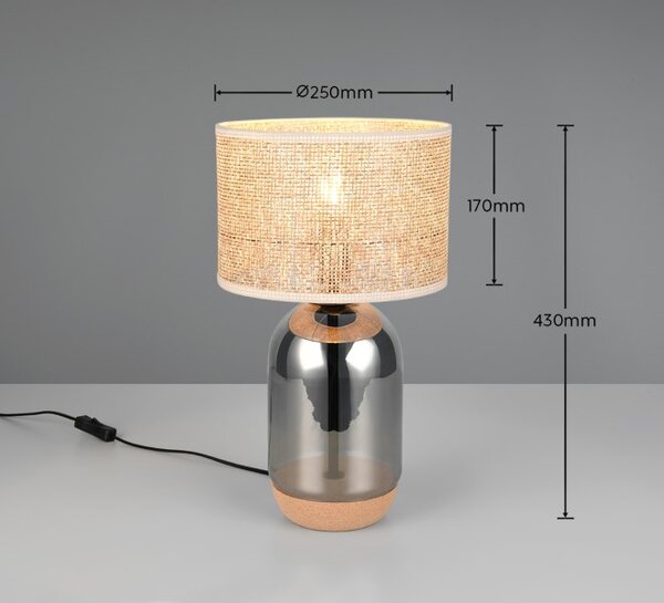 TRIO 564990157 TARA stolní lampa V430mm 1xE27 chromová, přírodní