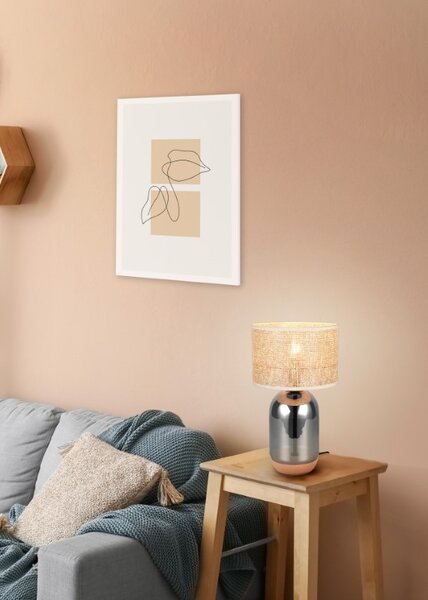 TRIO 564990157 TARA stolní lampa V430mm 1xE27 chromová, přírodní