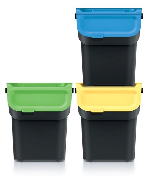 Prosperplast Sada 3 odpadkových košů KADDI s filtrem 3 x 20 L černá