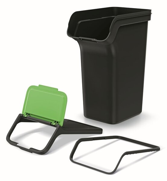 Prosperplast Sada 3 odpadkových košů STACKBOXER Q 3 x 25 L černá