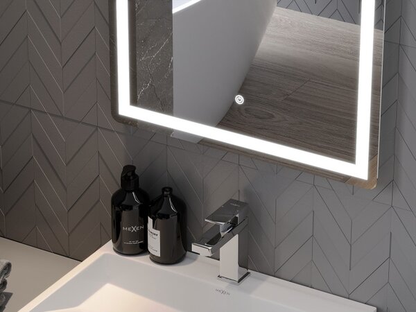 Mexen Onyx podsvícené koupelnové zrcadlo s kosmetickým zrcátkem 60 x 80 cm, LED 6000K, antipára - 9813-060-080-611-00