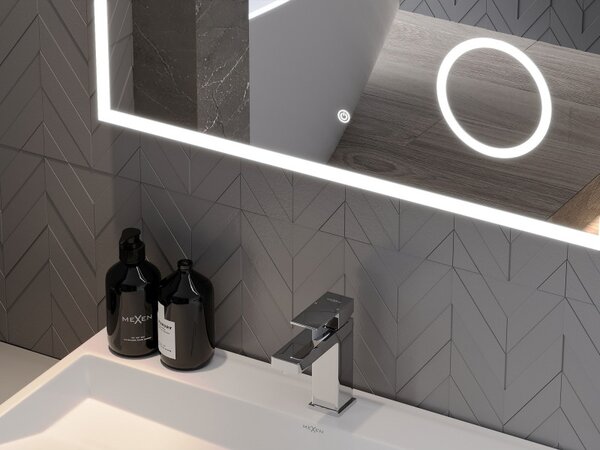 Mexen Kala koupelnové zrcadlo s osvětlením a kosmetickým zrcátkem 100 x 80 cm, LED 6000K, proti mlze - 9820-100-080-611-00