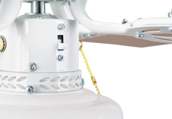 Trio R66592031 HAMMERFEST - Stropní ventilátor s osvětlením v dekoru dřeva nebo bílé barvě, 1 x E27, Ø 106,5cm (Ventilátor na strop s tahovými vypínači a zpětným chodem)