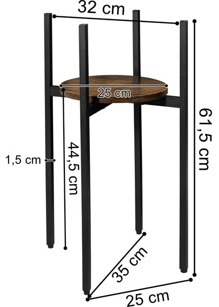 TZB Stojan na květiny TORRE RUSTIC 60 cm hnědý/černý