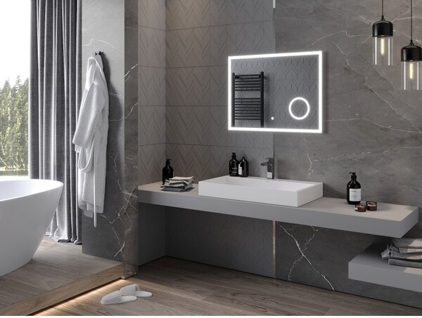Mexen Kala osvětlené koupelnové zrcadlo s kosmetickým zrcátkem 80 x 60 cm, LED 6000K, proti zamlžení