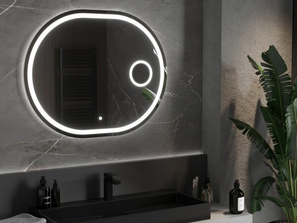 Mexen Umba osvětlené koupelnové zrcadlo s kosmetickým zrcátkem 100 x 80 cm, LED 6000K, protizamlžování