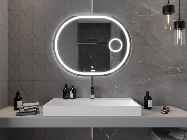 Mexen Umba osvětlené koupelnové zrcadlo s kosmetickým zrcátkem 100 x 80 cm, LED 6000K, protizamlžování