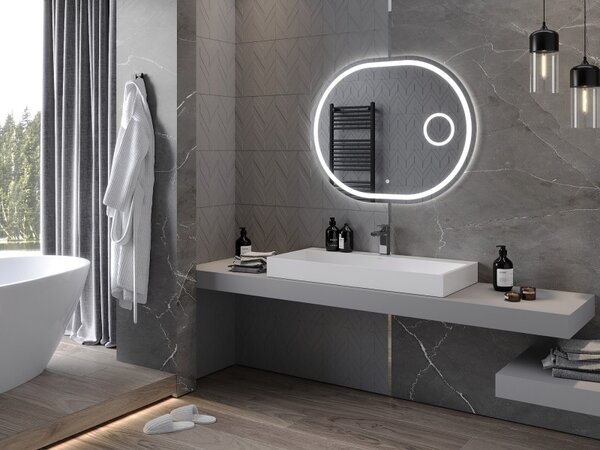 Mexen Umba osvětlené koupelnové zrcadlo s kosmetickým zrcátkem 100 x 80 cm, LED 6000K, protizamlžování