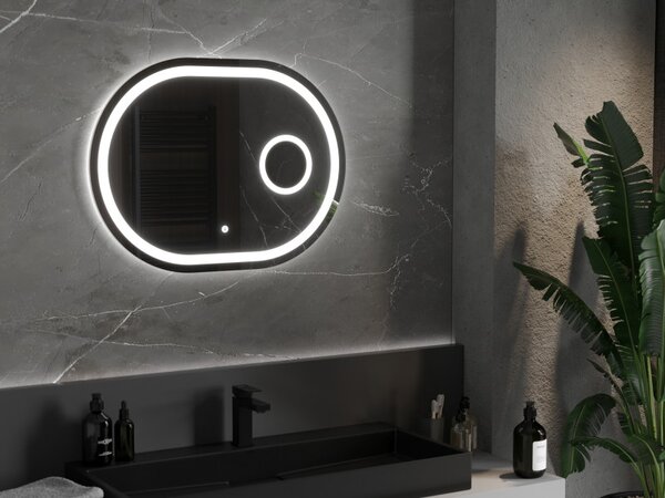 Mexen Umba osvětlené koupelnové zrcadlo s kosmetickým zrcátkem 80 x 60 cm, LED 6000K, proti zamlžení