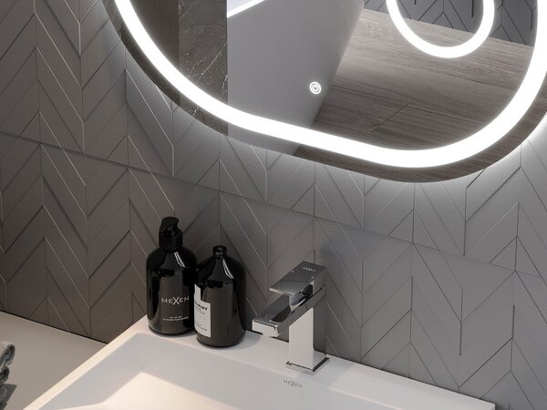 Mexen Umba osvětlené koupelnové zrcadlo s kosmetickým zrcátkem 80 x 60 cm, LED 6000K, proti zamlžení