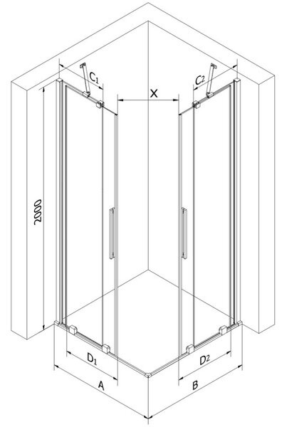 Mexen Velar Duo posuvná sprchová kabina 90 x 90 cm, transparentní, kartáčovaná měď - 871-090-090-02-65
