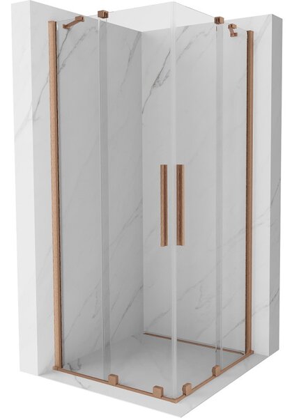 Mexen Velar Duo posuvná sprchová kabina 90 x 90 cm, transparentní, kartáčovaná měď - 871-090-090-02-65