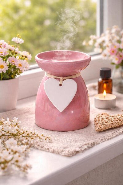 Aromalampa kearmická se srdcem růžová perleť 9001105