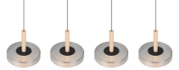 TRIO 354910432 CELESTE závěsné svítidlo SMD LED 4x7,5W/750lm 3000K černá, dřevo, switchdimmer