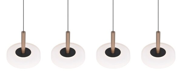 TRIO 354910465 CELESTE závěsné svítidlo SMD LED 4x7,5W/750lm 3000K černá, kávová, switchdimmer