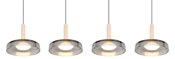 TRIO 354910432 CELESTE závěsné svítidlo SMD LED 4x7,5W/750lm 3000K černá, dřevo, switchdimmer