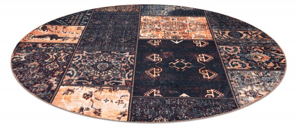 Makro Abra Kulatý koberec ANTIKA Vhodný k praní patchwork moderní hnědý terakota Rozměr: průměr 120 cm