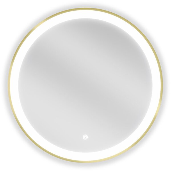 Mexen Esso koupelnové zrcadlo podsvícené, kulaté 60 cm, LED 6000K, protizamlžovací, zlatý rám - 9825-060-060-611-50
