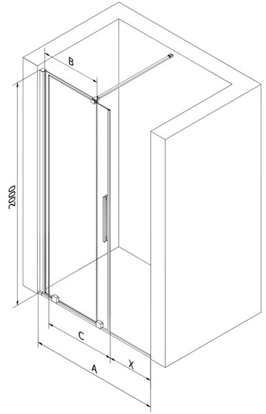 Mexen Velar sprchové dveře posuvné 120 cm, transparentní, černé - 871-120-000-01-70