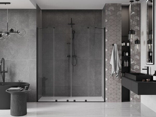 Mexen Velar Duo sprchové dveře posuvné 170 cm, transparentní, černé - 871-170-000-02-70