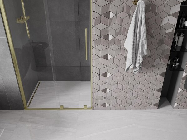 Mexen Velar posuvné sprchové dveře 110 cm, transparentní, zlaté kartáčované - 871-110-000-01-55