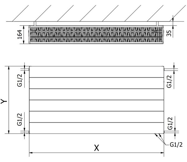 Mexen CVL33 Deska radiátor 600 x 1100 mm, dolní připojení, 2421 W, bílý - W633L-060-110-00