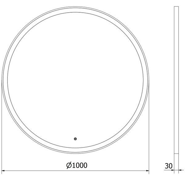Mexen Esso koupelnové zrcadlo podsvícené, kulaté 100 cm, LED 6000K, anti-pára, černý rám - 9825-100-100-611-70