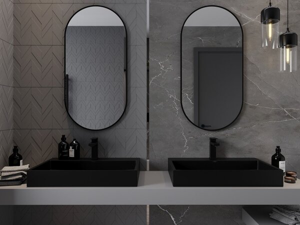 Mexen Loft oválné koupelnové zrcadlo 100 x 50 cm, černý rám - 9851-100-050-000-70