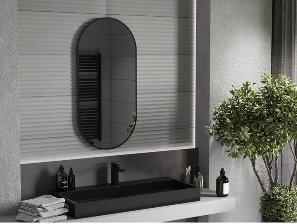 Mexen Loft oválné koupelnové zrcadlo 100 x 50 cm, černý rám - 9851-100-050-000-70