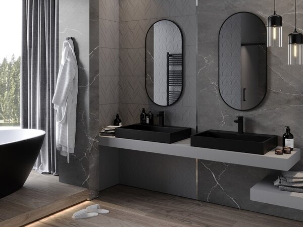 Mexen Loft oválné koupelnové zrcadlo 100 x 50 cm, černý rám - 9851-100-050-000-70