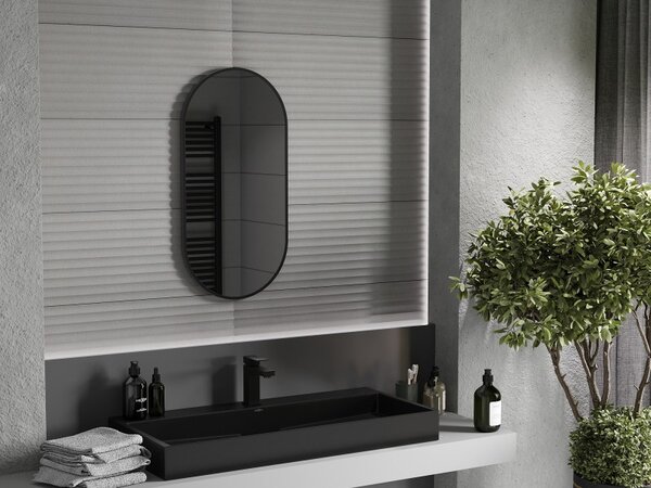 Mexen Loft oválné koupelnové zrcadlo 80 x 40 cm, černý rám - 9851-080-040-000-70