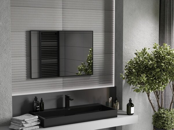 Mexen Loft obdélníkové koupelnové zrcadlo 90 x 60 cm, černý rám - 9852-090-060-000-70