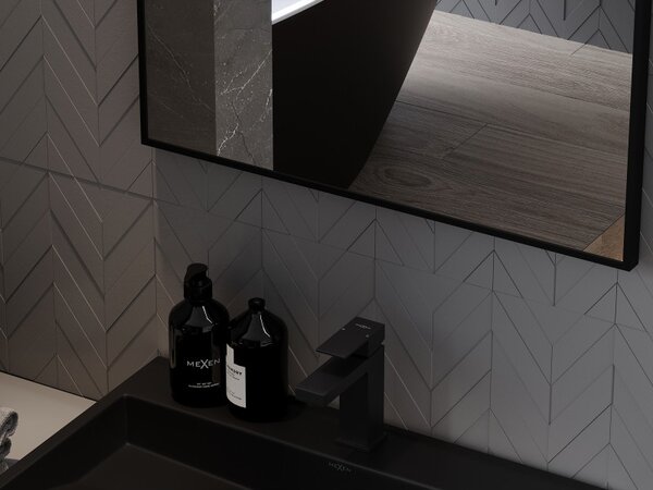 Mexen Loft obdélníkové koupelnové zrcadlo 90 x 60 cm, černý rám - 9852-090-060-000-70
